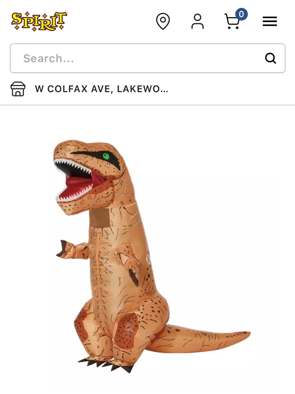 Spirit Inflatable T-Rex Kids Costume - Brown with Green Eye and Red Mouth